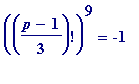 ((p-1)/3)!^9 = -1